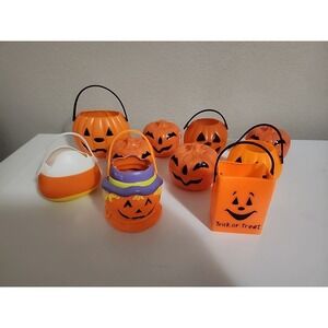 Vintage Plastic Halloween Nut Cups Candy Containers Scarecrow Jack Blow Mold Lot